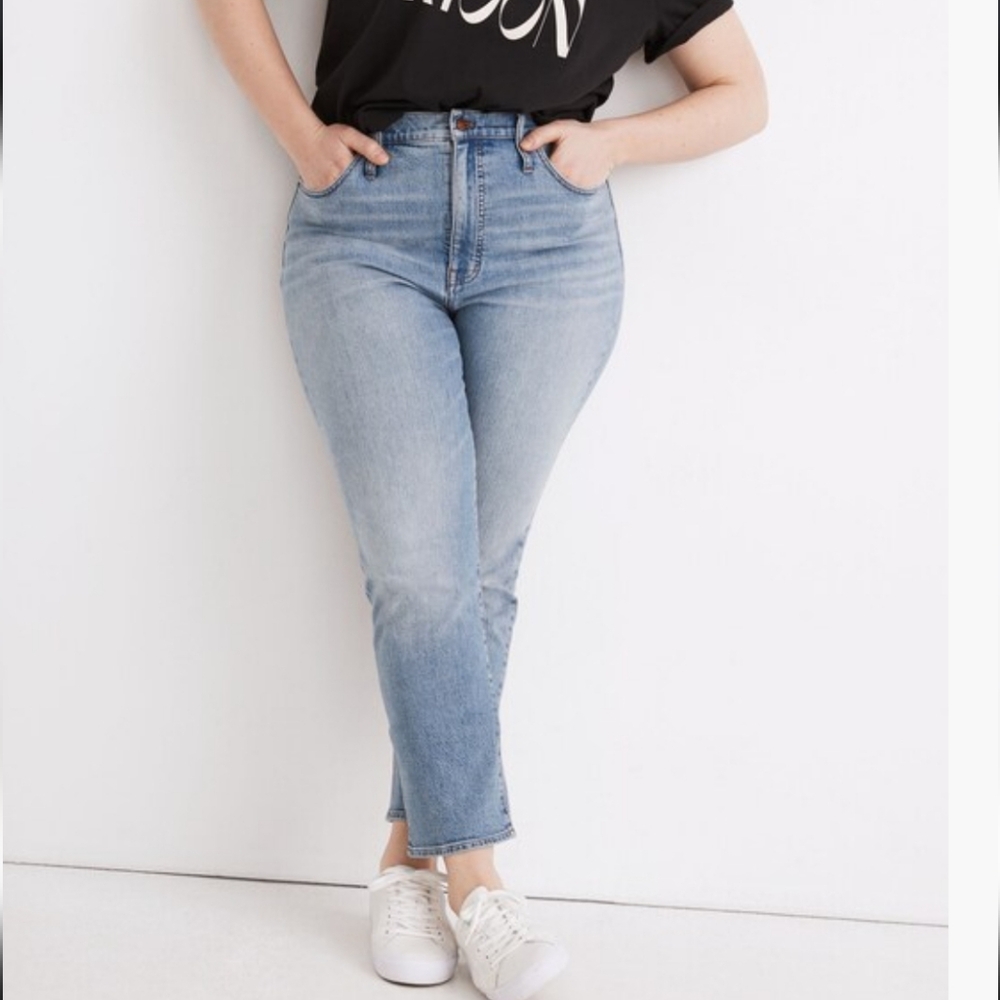 High-Rise Light Wash Slim Demi-Boot